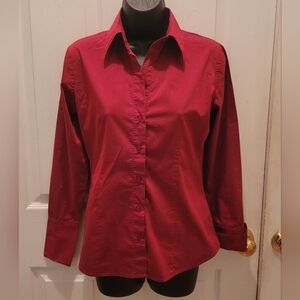 New York & Company Dark Red Button Up Dress Shirt - Size XS